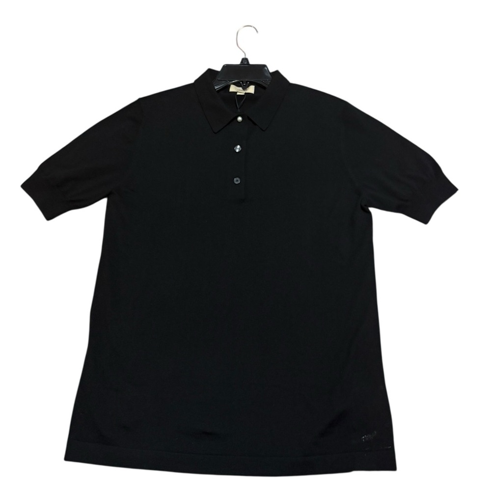 Burberry Uniform Womens Black 3 Button Polo Shirt Size Medium